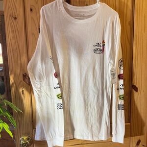 O'Neill White Long Sleeve Tee with Colorful Graphics